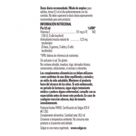 Comprar VITAMINA E LIQUIDA 60 CC SOLGAR online - Farmacia Coliseum