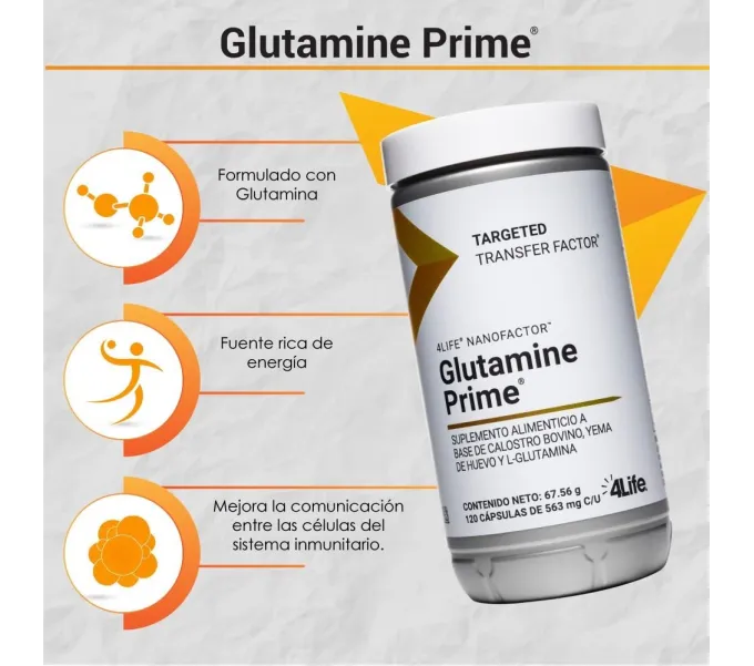 Comprar TRANSFER FACTOR GLUTAMINA PRIME 120 CAPSULAS 4 LIFE