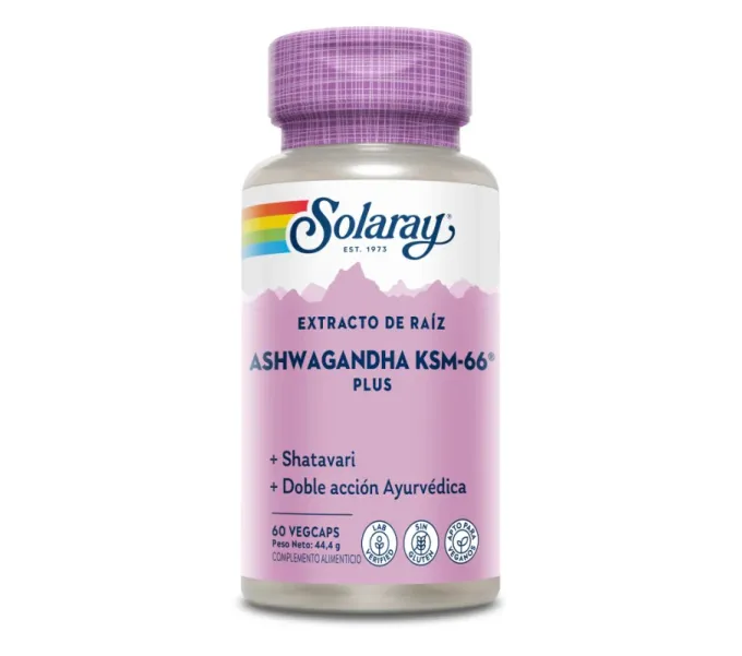 Comprar online ASHWAGANDA KSM66 PLUS 60 CAPVEG SOLARAY  - Farmacia Coliseum
