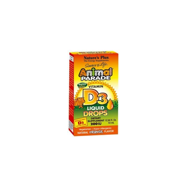 ANIMAL PARADE VITAMINA D3 GOTAS SABOR NARANJA 200 UI/GOTA 10 CC NATURE'S PLUS