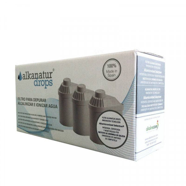 RECAMBIO PACK 3 FILTROS JARRA ALKANATUR DROPS (NUEVA) ALKALINE CARE