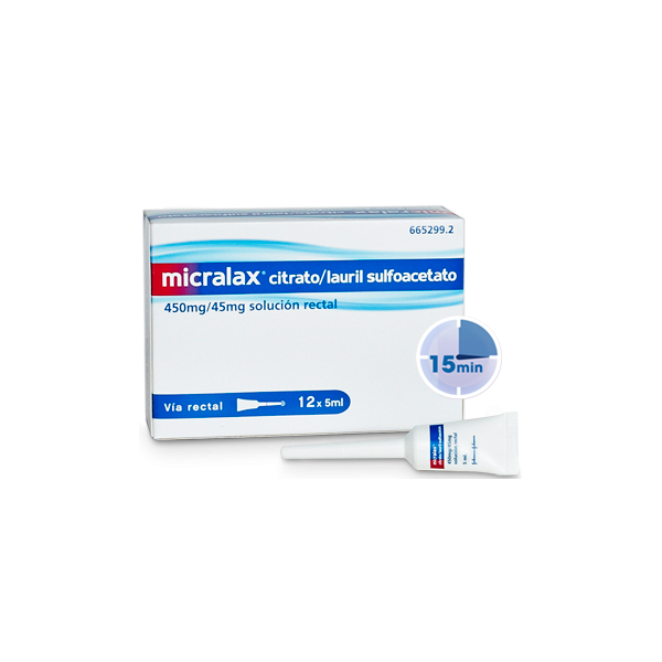 MICRALAX CITRATO/LAURIL SULFOACETATO 450 MG/45 MG solucion rectal 12 ENEMAS