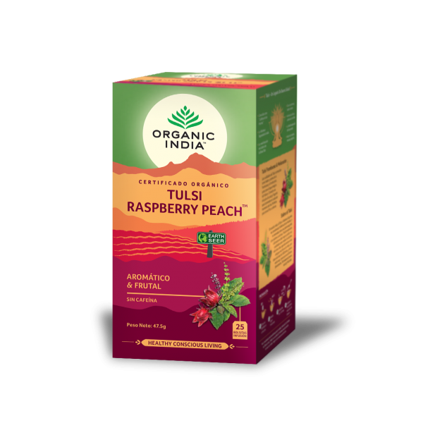 TULSI RASPBERRY PEACH (AROMATICO FRUTAL) 25 SOBRES ORGANIC INDIA