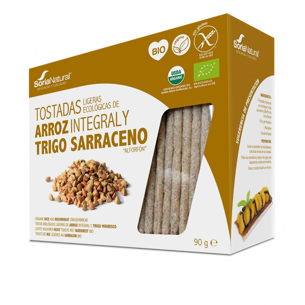 Tostadas ligeras de arroz integral y trigo sarraceno alforfón- Soria  Natural