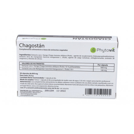 Comprar online CHAGOSTAN 30 CAP PHYTOVIT - Farmacia Coliseum